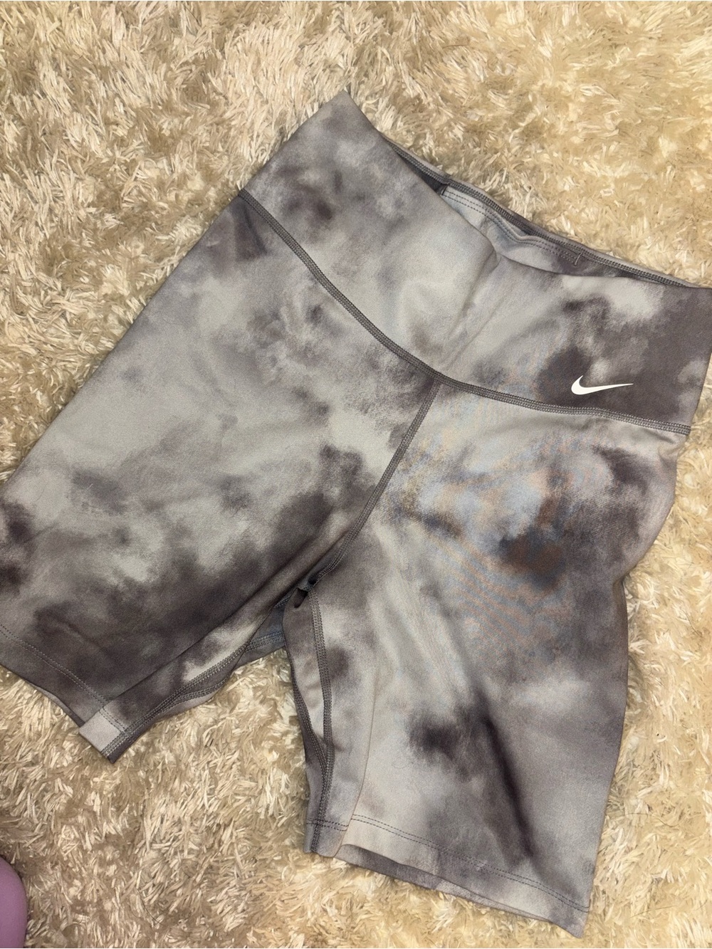 Nike Women's Gray Tie-Dye High-Rise Bike Shorts